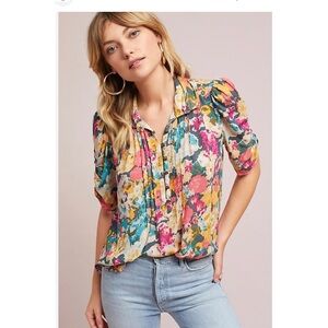 Anthropologie Maeve Susan Henley Blouse